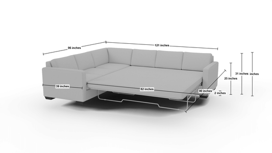 Track 121" Left Corner Sectional With Raf Sleeper Sectional - Dream Eclipse
