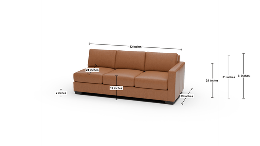 Track Leather Raf Sofa - Dimensions - Hudson Lager