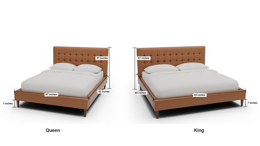 Wallace Leather Tufted King & Queen Bed - Dimensions - Hudson Lager
