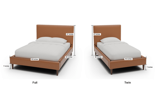 Wallace Leather Untufted Full & Twin Bed - Full Tribeca Cobalt
