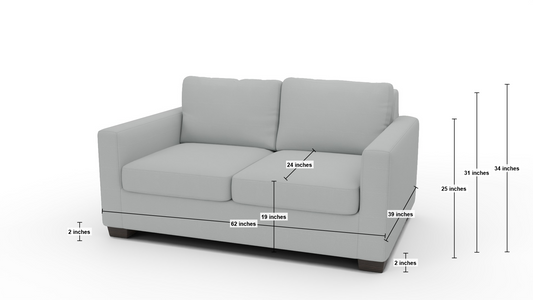 Track 62" Loveseat - Dimensions - Peyton Light Blue