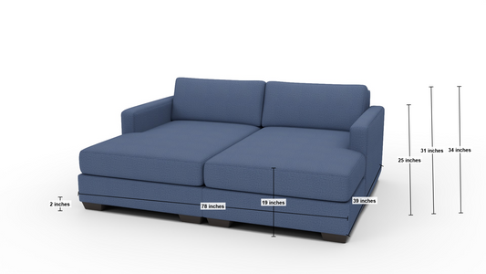 Track 78" Double Chaise - Dimensions - Peyton Navy