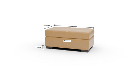 Mesa Leather Ottoman - Dimensions - Sonoma Camel