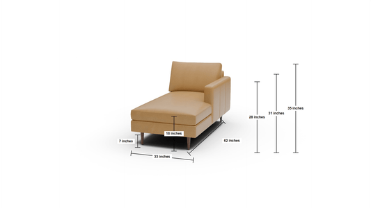 Wallace Leather Untufted Raf Chaise - Tribeca Scarlet