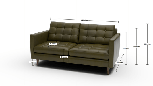 Wallace 69" Leather Loveseat - Tribeca Lagoon