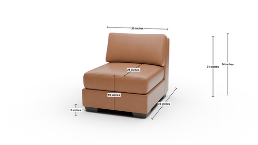 Track Leather Armless Chair - Dimensions - Sonoma Tobacco