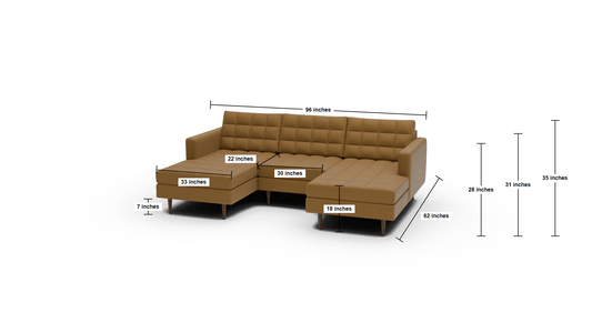Wallace 96" Double Chaise With Armless Chair - Wiley Rust
