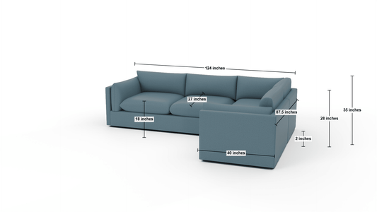 SoCo 124" LAF Sofa Sectional - Nepal Clay