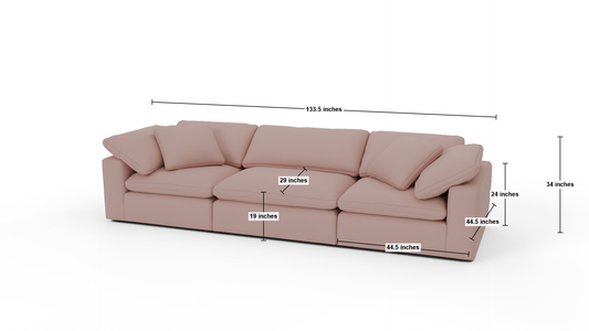 Fluffy 133.5" 3pc Sofa dimensions