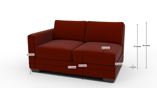 Track Laf Loveseat - Dimensions - Superb Rust
