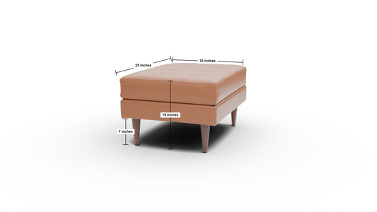 Wallace Leather Ottoman - Tribeca Cobalt