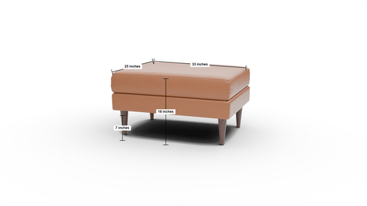 Wallace Leather Untufted Ottoman - Tribeca Scarlet