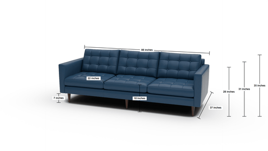 Wallace 98" Leather Estate Sofa - Tribeca Scarlet