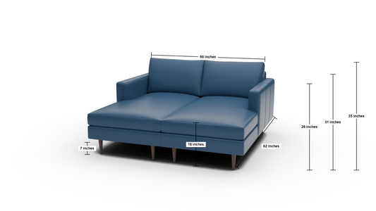 Wallace 66" Leather Untufted Double Chaise - Clive Cinnamon