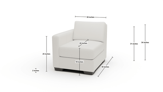 Track Leather Laf Chair - Dimensions - Tribeca Cream