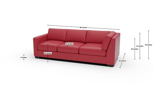 Track Leather LAF Corner Sofa - Dimensions - Tribeca Scarlet