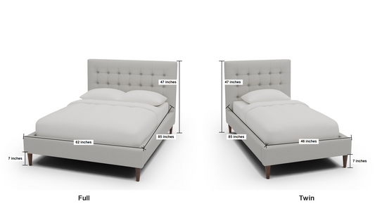 Wallace Tufted Full & Twin Bed - Dimensions - Villa Dove