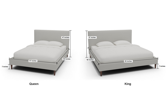 Wallace Untufted King & Queen Bed - Dimensions - Villa Dove