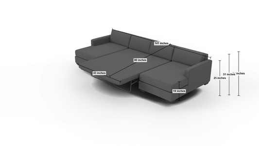 Track 141" Double Chaise With Full Sleeper Loveseat - Amigo II Dusk