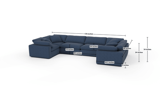 Fluffy 178" 4 Corner U Sectional - Dream Olive