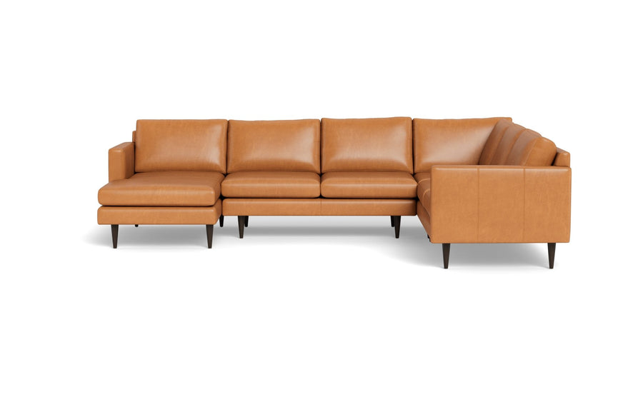 Wallace 130" Leather Untufted Corner Sectionals w. Left Chaise -