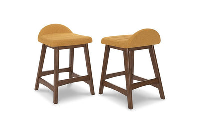 Lynn Mustard Upholstered Counter Stools (Set of 2) -