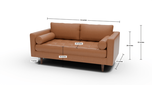 Ladybird 72" Leather Loveseat - Dimensions