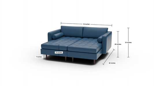 Ladybird 72" Leather Double Chaise - Dimensions