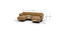 Ladybird 102" Leather Double Chaise with Armless Chair - Tribeca Cobalt