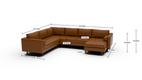 Ladybird 133" Leather Corner Sectionals w. Right Chaise - Tribeca Cobalt