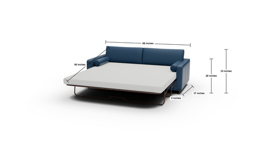 Ladybird 88" Leather Queen Sleeper - Dimensions