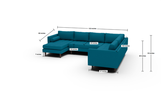 Ladybird 133" Corner Sectional with Left Chaise - Superb Rust