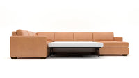 Track 141" Leather Corner Sectionals W. Full Sleeper & Right Chaise -