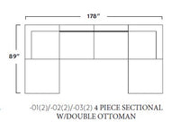Fluffy 178" 4 Piece Sectional W/Double Otto -