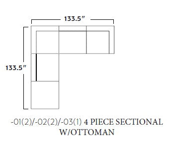 Fluffy 133.5" 4 Piece Sectional w/Otto -