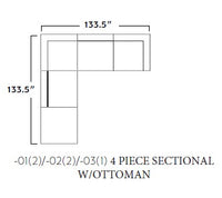 Fluffy 133.5" 4 Piece Sectional w/Otto -