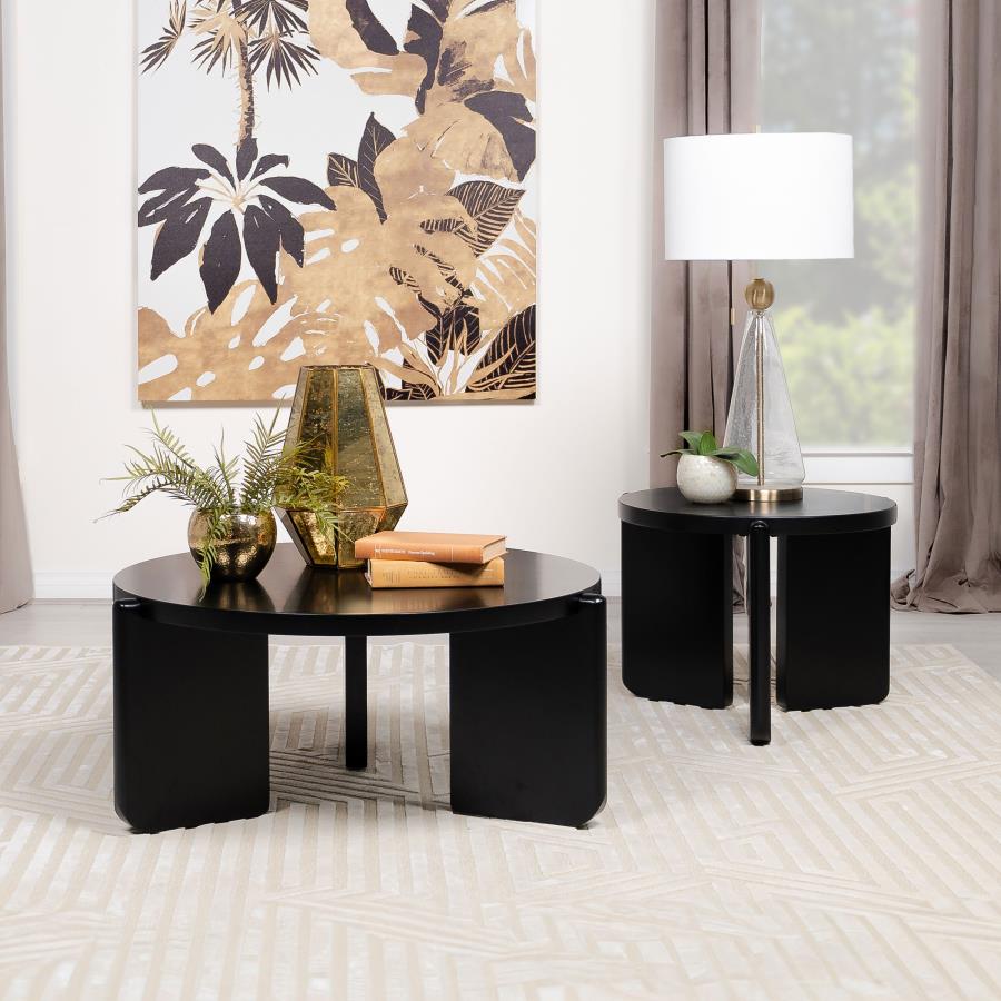 Corey Round Black End Table -