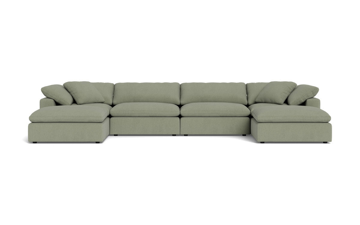 Fluffy 178" 4 Piece Sectional W/Double Otto - Amigo II Sage