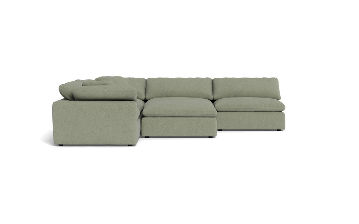 Fluffy 133.5" 5 Piece Sectional W/Ottoman - Amigo II Sage