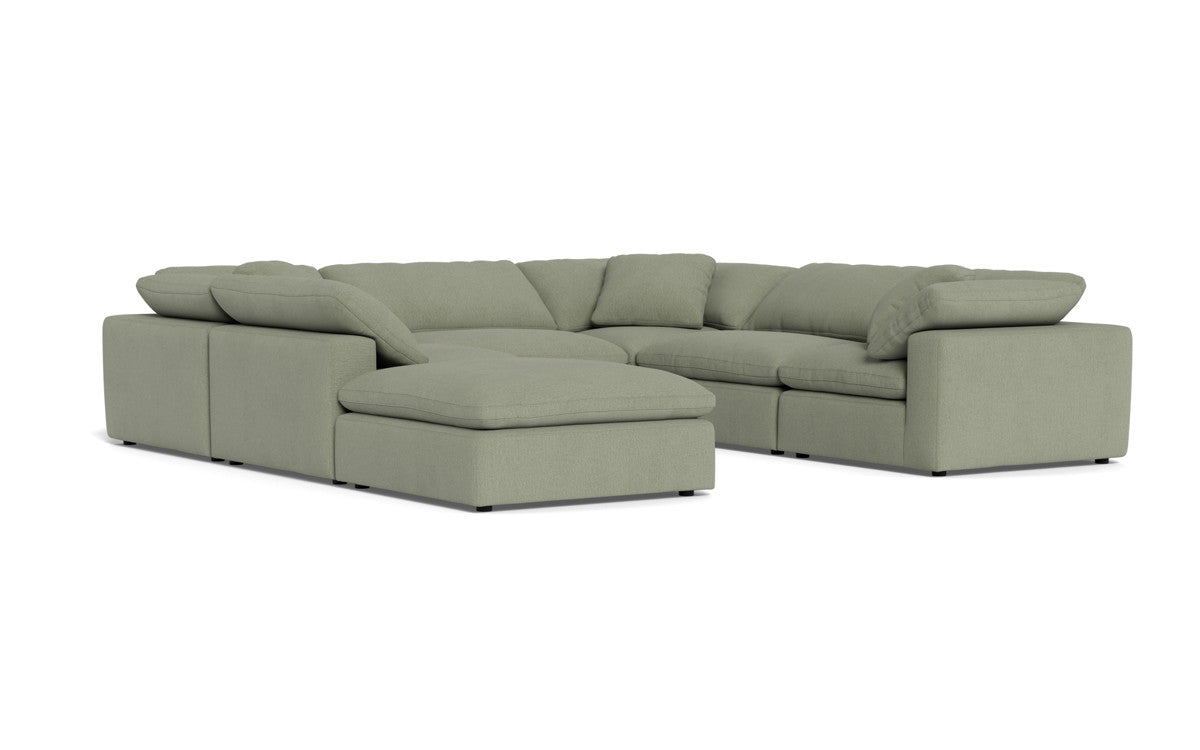 Fluffy 133.5" 6 Piece Sectional W/Ottoman - Amigo II Sage