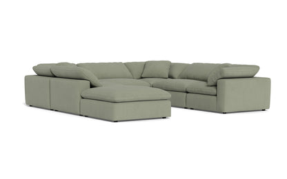 Fluffy 133.5" 6 Piece Sectional W/Ottoman - Amigo II Sage