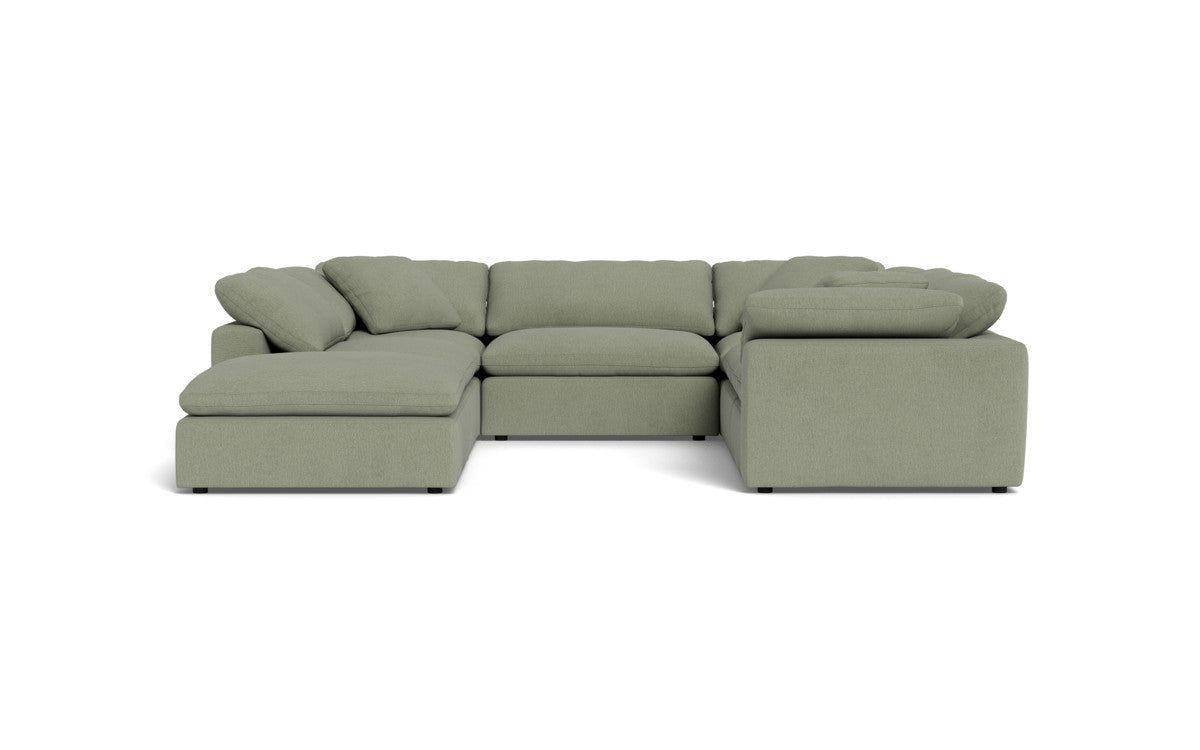Fluffy 133.5" 6 Piece Sectional W/Ottoman - Amigo II Sage