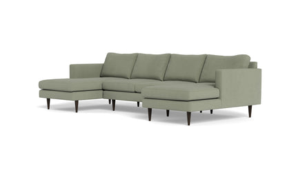 Wallace 126" Untufted Double Chaise U Sectional - Amigo II Sage