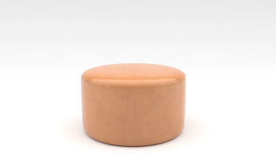 Ari 30" Leather Round Ottoman - Hudson Lager