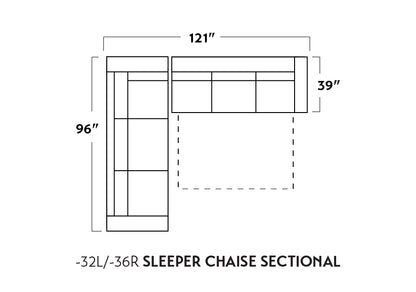 Track 121" Left Corner Sectional With Raf Sleeper Sectional -