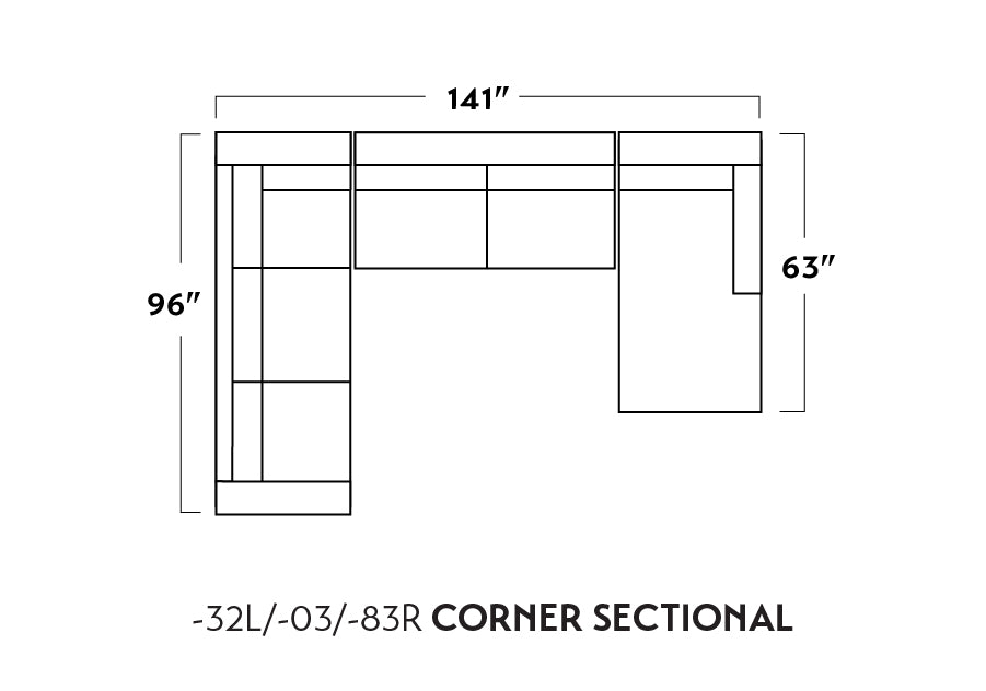 Track 141" Corner Sectionals w. Right Chaise -