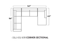 Track 141" Corner Sectionals w. Right Chaise -