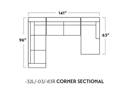 Track 141" Corner Sectionals w. Right Chaise -