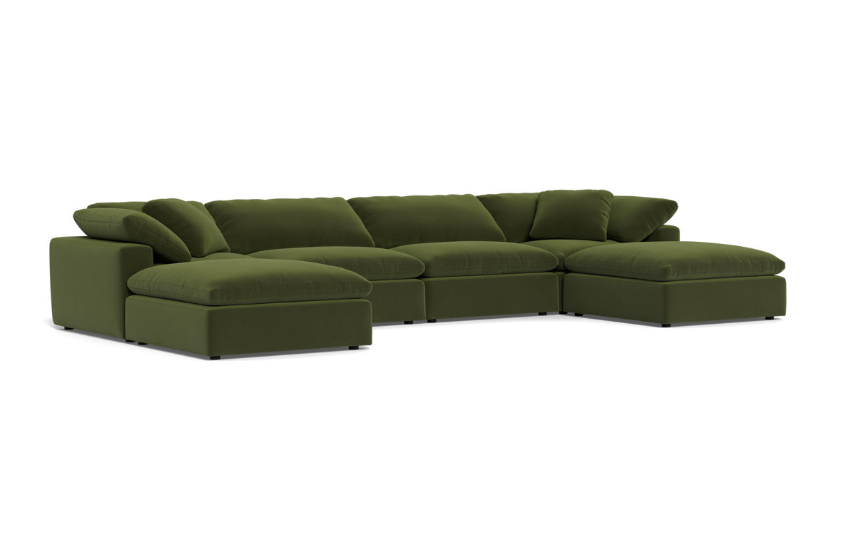 Fluffy 178" 4 Piece Sectional W/Double Otto - Dream Olive