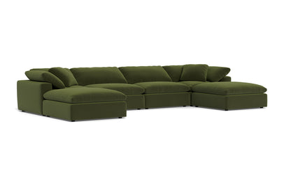 Fluffy 178" 4 Piece Sectional W/Double Otto - Dream Olive